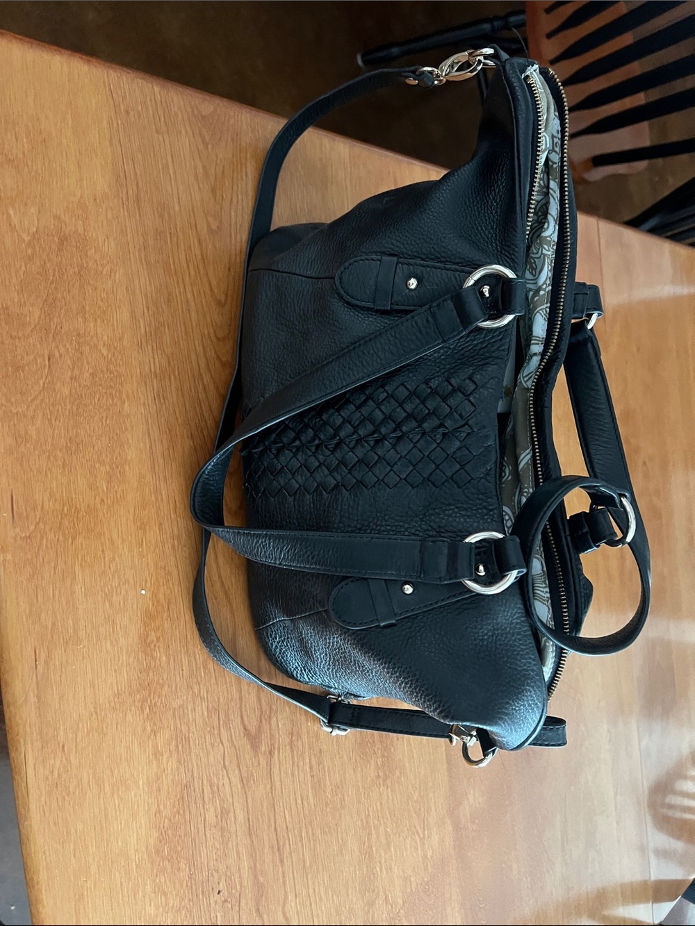 Clarks Black Woven-Front Leather Shoulder Bag